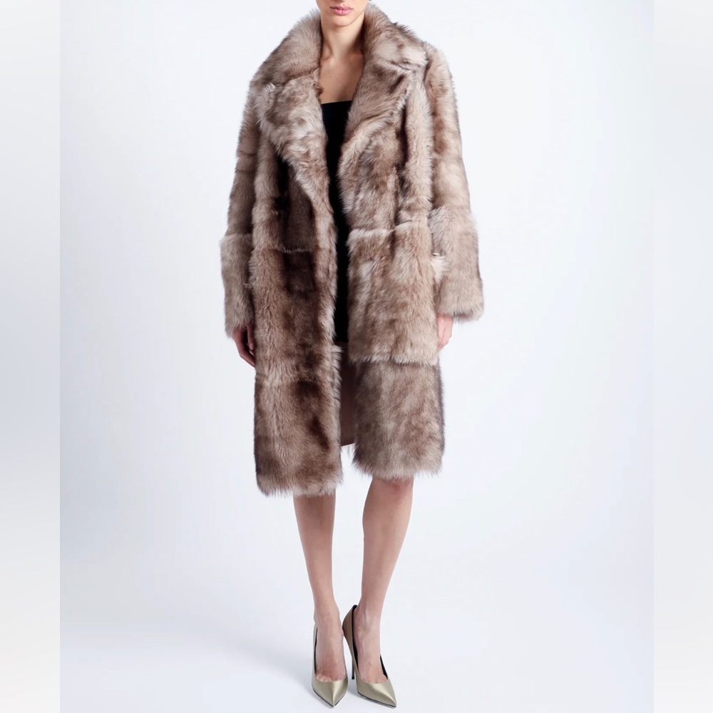 NWT - Nour Hammour Evita Shearling Apres Ski coat - FR 38 brown